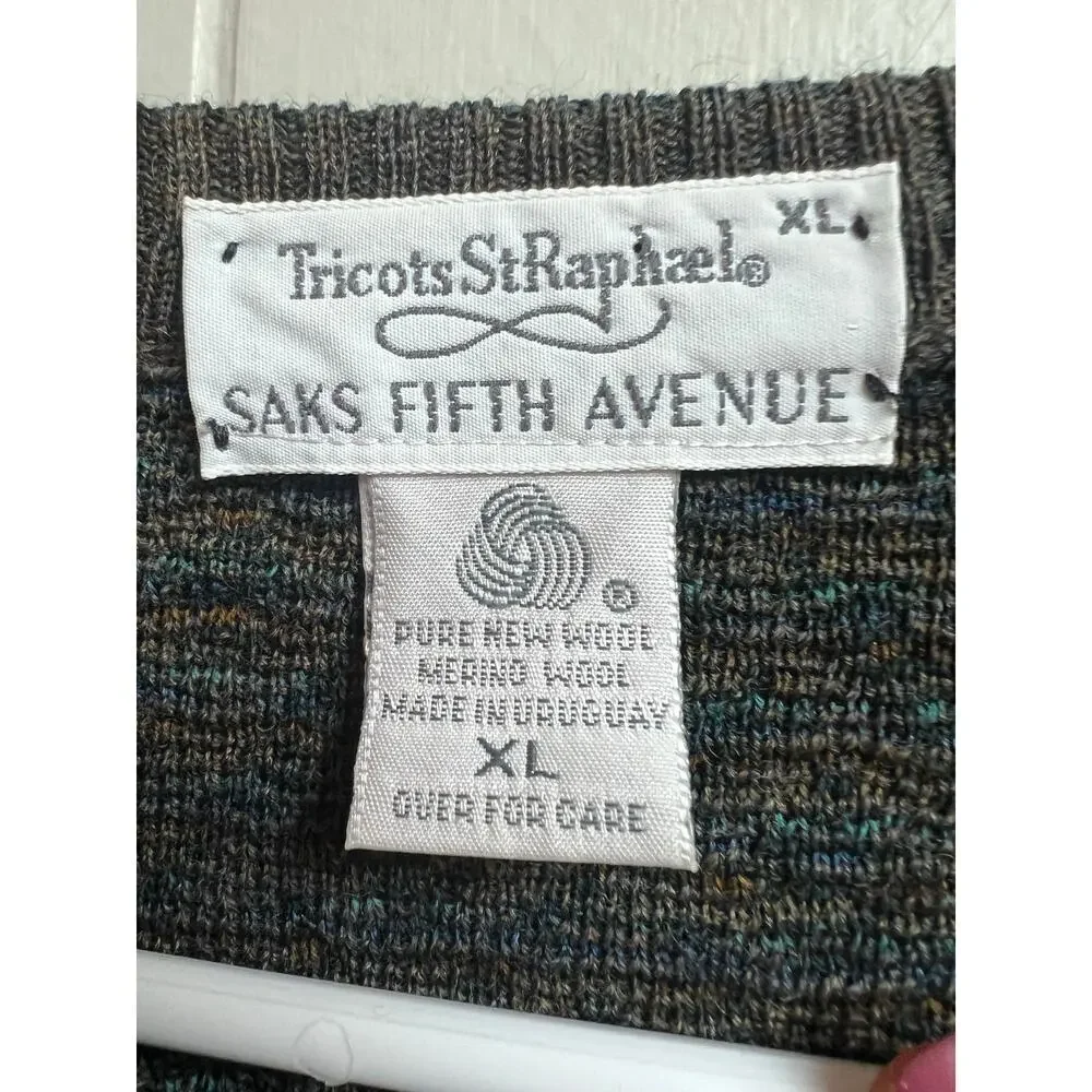 Tricots St. Raphael Saks Fifth Avenue XL Men's Pure Wool Vintage Sweater